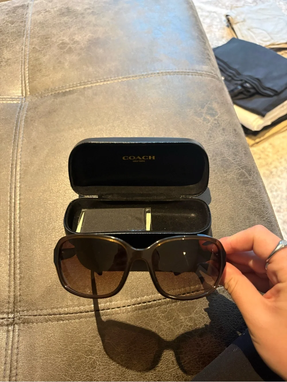 Coach Brown Tortoiseshell Oversized Sunglasses